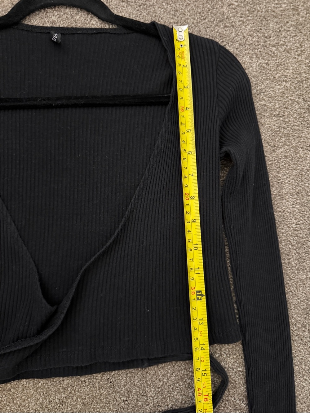 Women's Black Tie-Front Ribbed Cardigan - Picture 2 of 5
